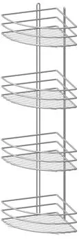 Полка угловая П0001903, 4-ярусная, овал, высокий борт, хром зеркальный
