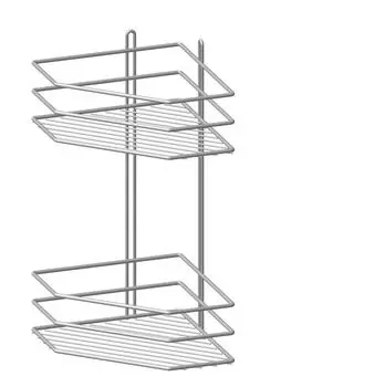 Полка угловая П0001565, 2-ярусная, трапеция, высокий борт, хром зеркальный