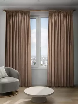 Портьера велюр Виолетта 200х280 бежевый