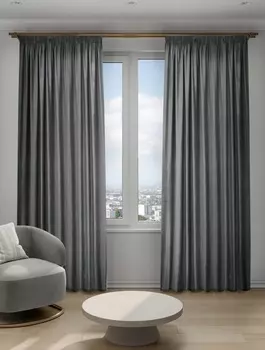 Портьера велюр Виолетта 200х280 серый