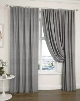 Портьерная штора ЛЁН Blackout Серый 200*260 IN100-01