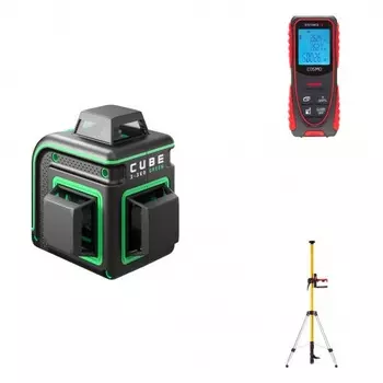 Построитель ADA CUBE 3-360 GREEN Basic Edition, дальномер ADA Cosmo 50, штатив ADA SILVER PLUS с тре