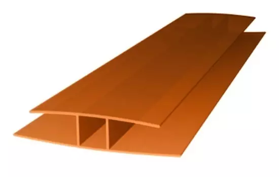 Профиль соединительный ROYALPLAST "НР" для поликарбоната 4х6000 мм, Янтарь
