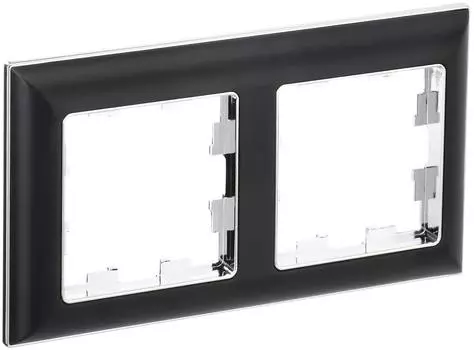 Рамка 2-местная IEK BRITE РУ-2-Бр хром/черная