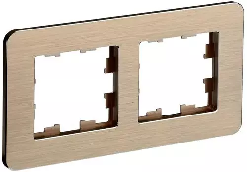 Рамка 2-местная RE AL IEK BRITE РУ-2-1-Бр металл шампань