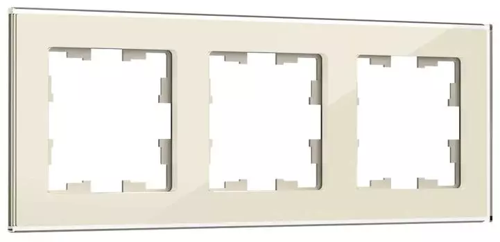 Рамка 3-местная IEK BRITE РУ-3-2-БрВа стекло ванильный