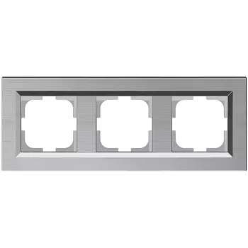 Рамка 3-местная OVIVO Quantum рифленая, серебро