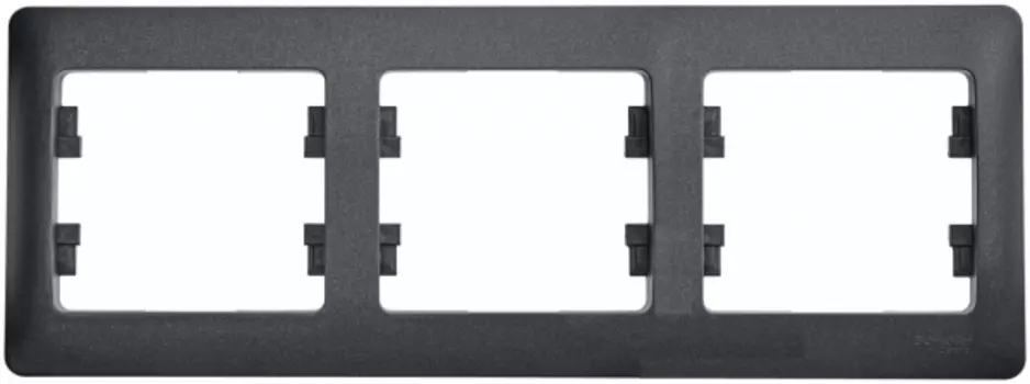 Рамка 3-постовая Schneider Electric GLOSSA горизонтальная, антрацит