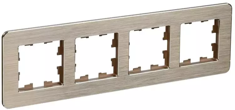 Рамка 4-местная IEK BRITE РУ-4-1-Бр металл шампань