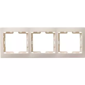 Рамка IEK Кварта 3-местная горизонтальная кремовая