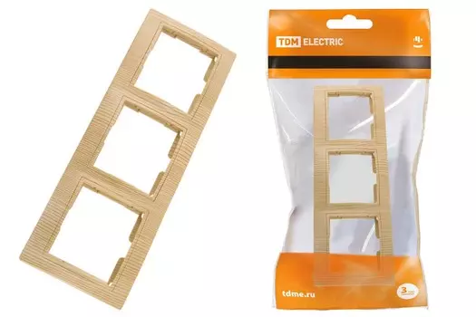 Рамка "Таймыр" TDM 3-х постовая горизонтальная "ЭКО" (сосна)