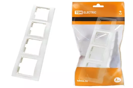 Рамка "Таймыр" TDM 4-х постовая горизонтальная белая