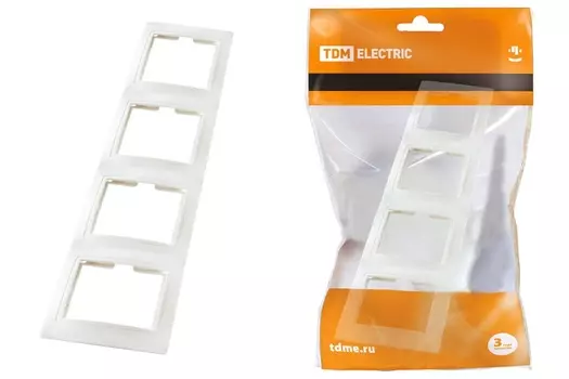 Рамка "Таймыр" TDM 4-х постовая вертикальная белая