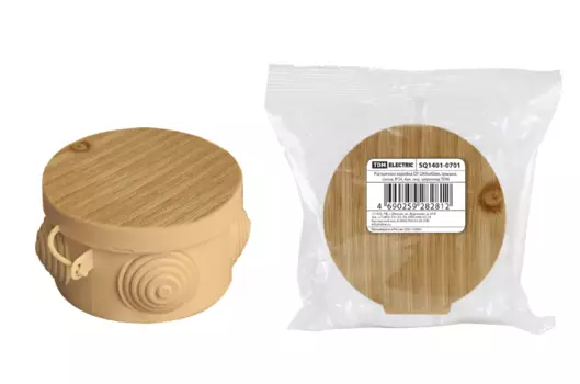 Распаячная коробка ОП D65х40мм, крышка, "ЭКО" (сосна), IP54, 4вх.TDM