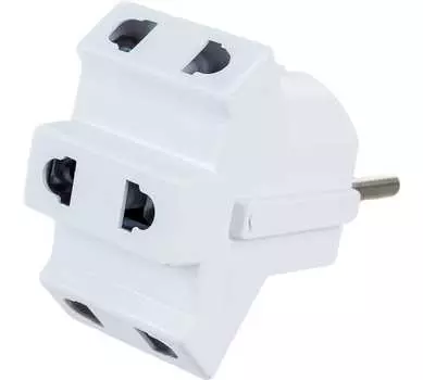Разветвитель-переходник AY-KA (адаптер, тройник) 3 гн. 10A 250В плоская вилка, белый