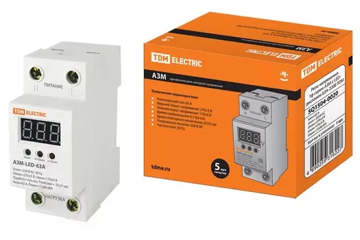 Реле напряжения АЗМ LED-63А-220В TDM