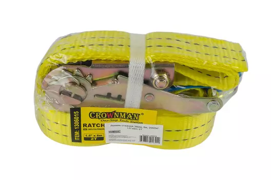 Ремень стяжной 38 мм , 6 м , 2000 кг CROWNMAN , Арт. 1306015 1.5"x6m-2T