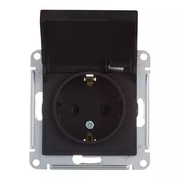 Розетка 1-м СП AtlasDesign 16А IP20 с заземл. защ. шторки с крышкой карбон SchE ATN001046