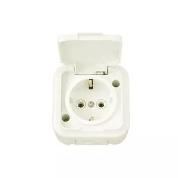 Розетка 1-местная BYLECTRICA Пралеска Аква с крышкой с заземлением IP54, бежевый