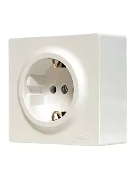 Розетка 1-местная LETO LEZARD с заземлением, кремовая