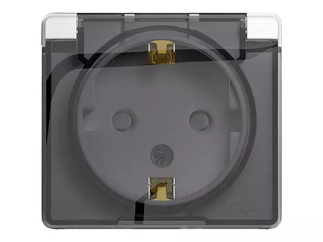 Розетка 1-местная Schneider Electric GLOSSA с заземлением со шторками с крышкой 16А, белый