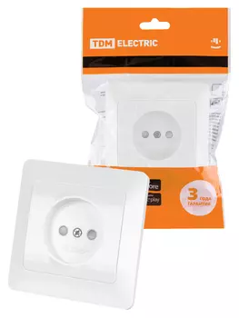 Розетка 1-местная TDM Ильмень 10А белый, без заземления, с защитными шторками