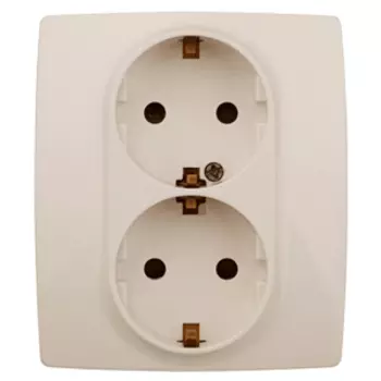 Розетка 2-местная Эра 12-2104-02 Schuko с заземлением со шторками, слоновая кость
