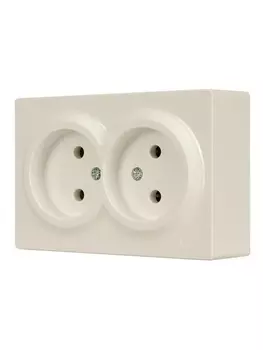 Розетка 2-местная LETO LEZARD без заземления закрытый корпус, кремовая