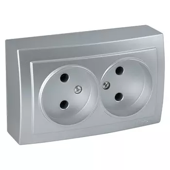 Розетка 2-местная NILSON Themis серебро