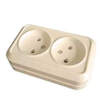 Розетка 2-местная Олимп без заземления 16А бежевый