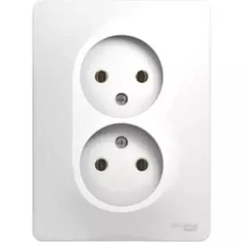 Розетка 2-местная Schneider Electric GLOSSA без заземления 16А, белая