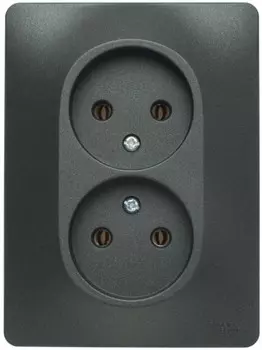 Розетка 2-местная Schneider Electric GLOSSA без заземления 16А, антрацит