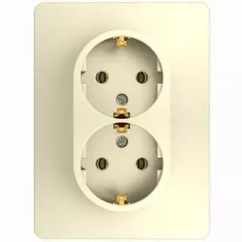 Розетка 2-местная Schneider Electric GLOSSA с заземлением 16А, бежевый