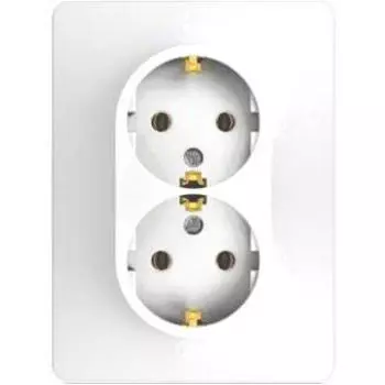 Розетка 2-местная Schneider Electric GLOSSA с заземлением 16А, белая