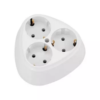 Розетка 3-местная BYLECTRICA Пралеска треугольная с заземлением IP20, белый