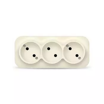 Розетка 3-местная IONICH 10А без заземления, слоновая кость