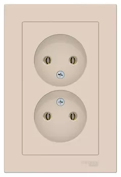 Розетка ATLASDESIGN двойная без заземления,16А, в сборе, бежевый