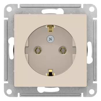 Розетка ATLASDESIGN с заземлением, 16А, механизм, бежевый