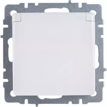 Розетка IEK BRITE РСбш10-3-44-БрБ 16А IP44 с заземлением, защитными шторками, с крышкой, цвет белый