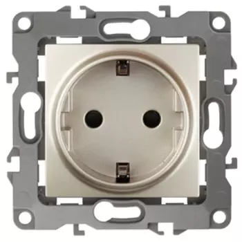 Розетка Эра 12-2102-04 2P+E Schuko с заземлением со шторками, шампань