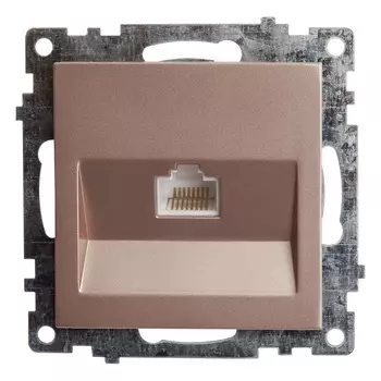 Розетка компьютерная 1-местная RJ-45 (механизм), серия Катрин, GLS00-7107-02, шампань