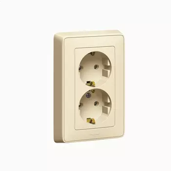 Розетка Legrand Cariva 2-местная, с заземлением, слоновая кость