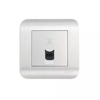 Розетка LUXAR Deco с/у компьютерная RJ-45 серебро с рифленой рамкой (10.045.03)