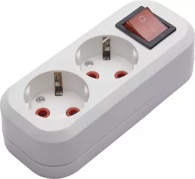 Розетка переносная разборная, на 2 гнезда с выключателем, с/з, 250В, 16A, IP20, белая PST16-211-20