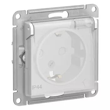 Розетка Schneider Electric AtlasDesign Aqua с заземлением, со шторками, с прозрачной крышкой 16А