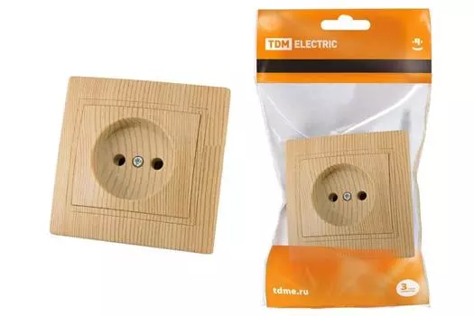 Розетка "Таймыр" TDM 2П 10А 250В "ЭКО" (сосна)