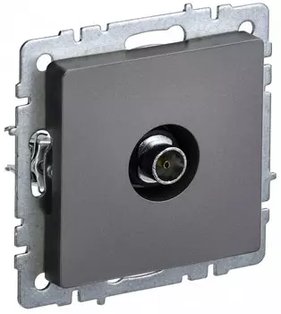 Розетка TV IEK BRITE оконечная РТВ11-0-БрС сталь