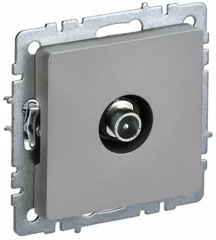 Розетка TV IEK BRITE проходная РТВ10-0-БрС сталь