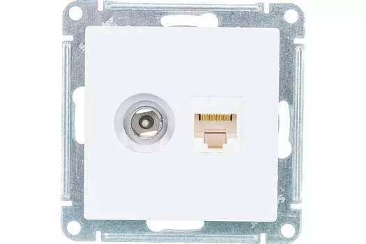 Розетка ТВ + компьютерная RJ45 Schneider Electric AtlasDesign Белая 2-ая категории 5Е