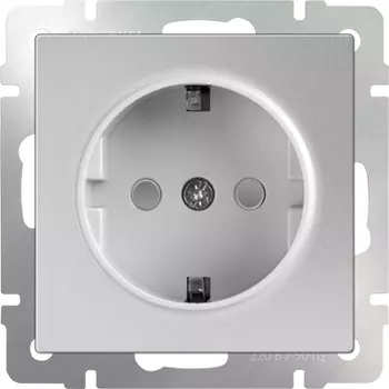 Розетка WERKEL с заземлением и шторками WL06-SKGS-01-IP44 серебряная